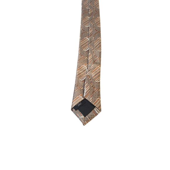 Philippe Ertu Mens Neck Tie 100% Silk Tan Gold Abstract Japan Designer Wedding - Picture 8 of 13